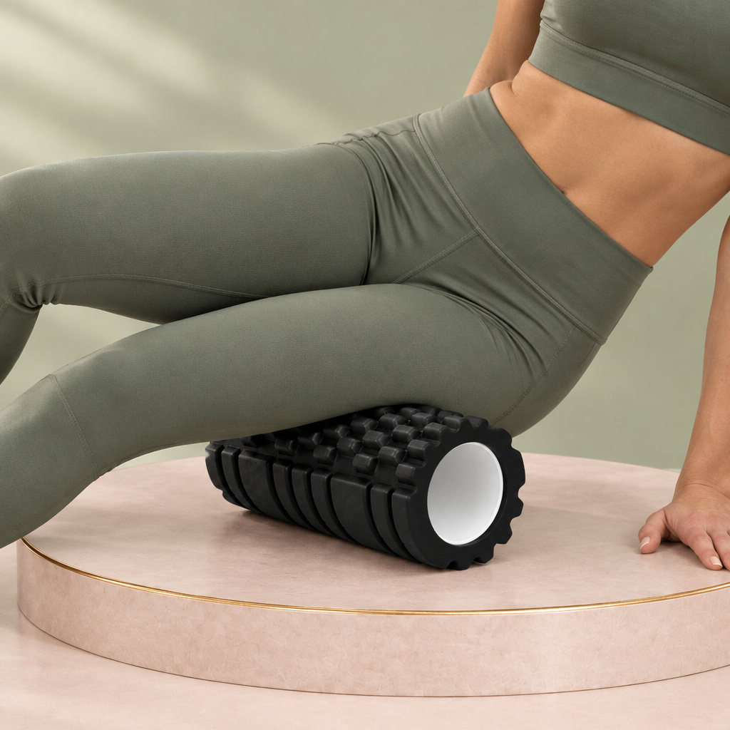 RollFlex utilisé sous la cuisse pour le massage de récupération